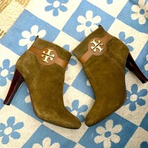 Tory Burch Olive Suede Ankle Boots 8
